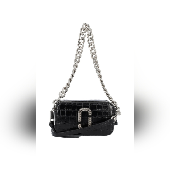 MARC JACOBS BLACK CROC CROSSBODY HANDBAG PURSE - Picture 3 of 10